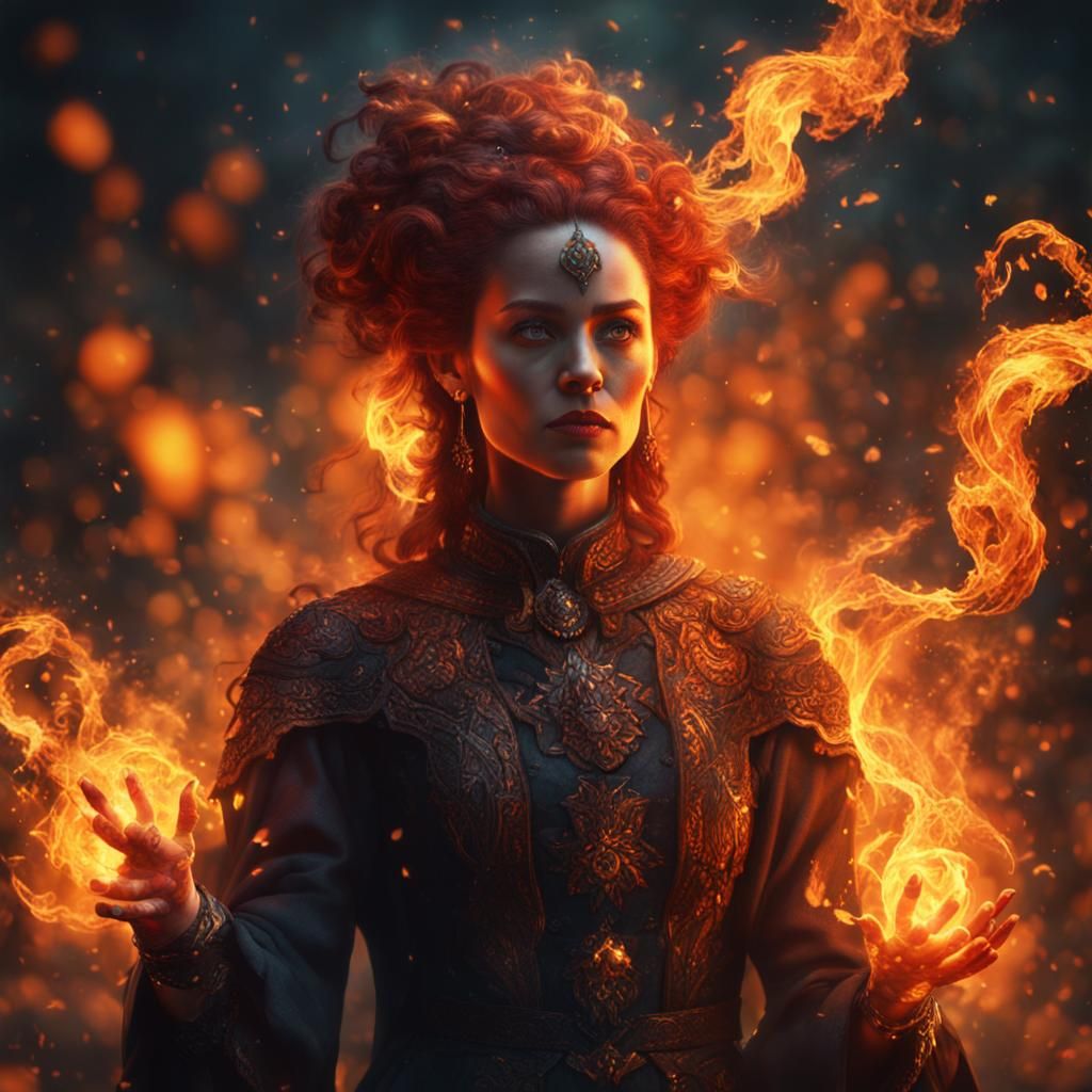 Fire Witch Creates Fire Sprites: Digital Matte Painting