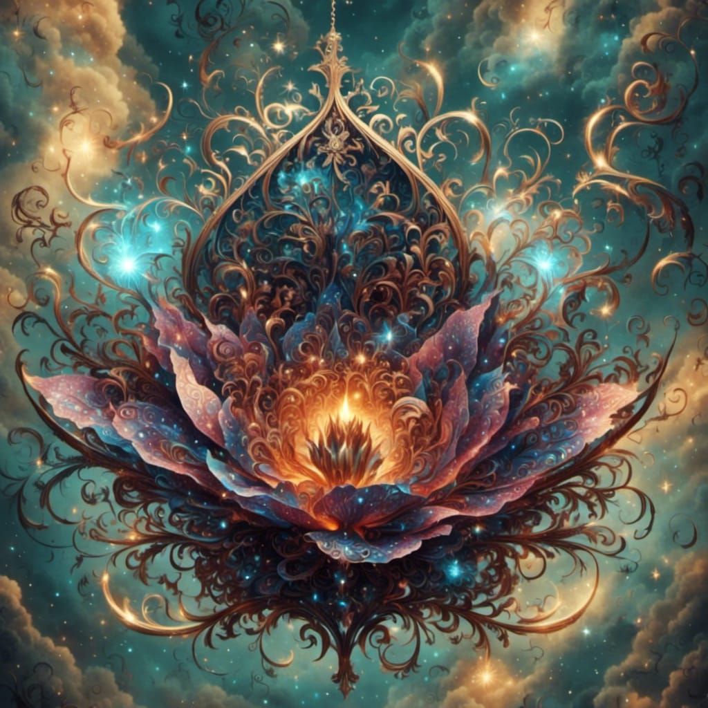 Detailed Lotus Flower Illustration with Fine Linework