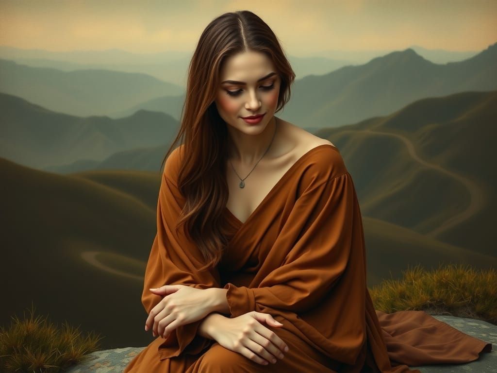 Ethereal Renaissance Woman Lost in Thought