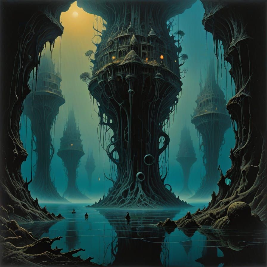 Ethereal Abyssal Landscape in Dreamlike Surrealism Style