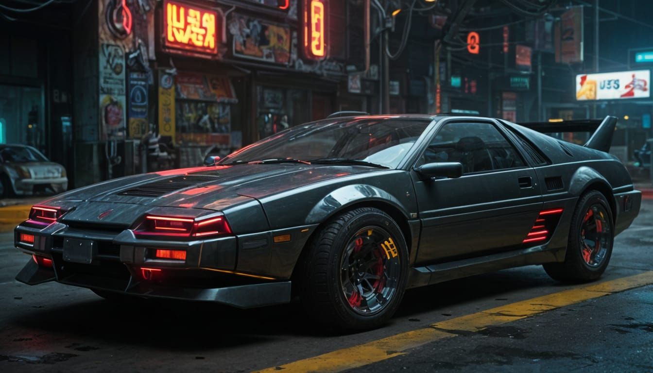 Cyberpunk Pontiac Fiero with Sci-Fi Upgrades