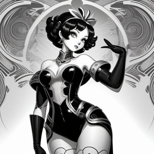 Betty Boop. Mature, curvy and lithe, strong, beautiful, noble, provocative. Transform the given character into a classic...