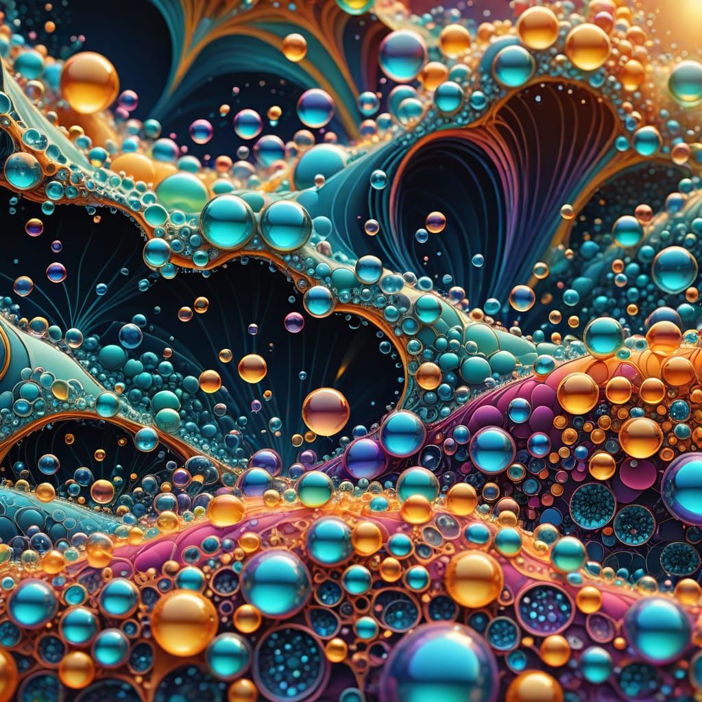 Mesmerizing Abstract Fractal of Iridescent Bubbles