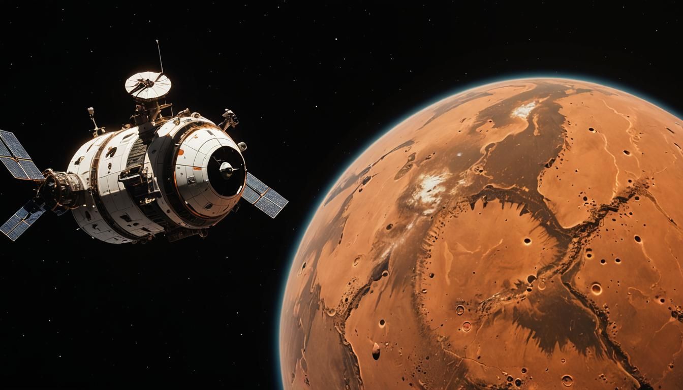 Spacecraft Enters Mars Orbit: Cinematic Film Still