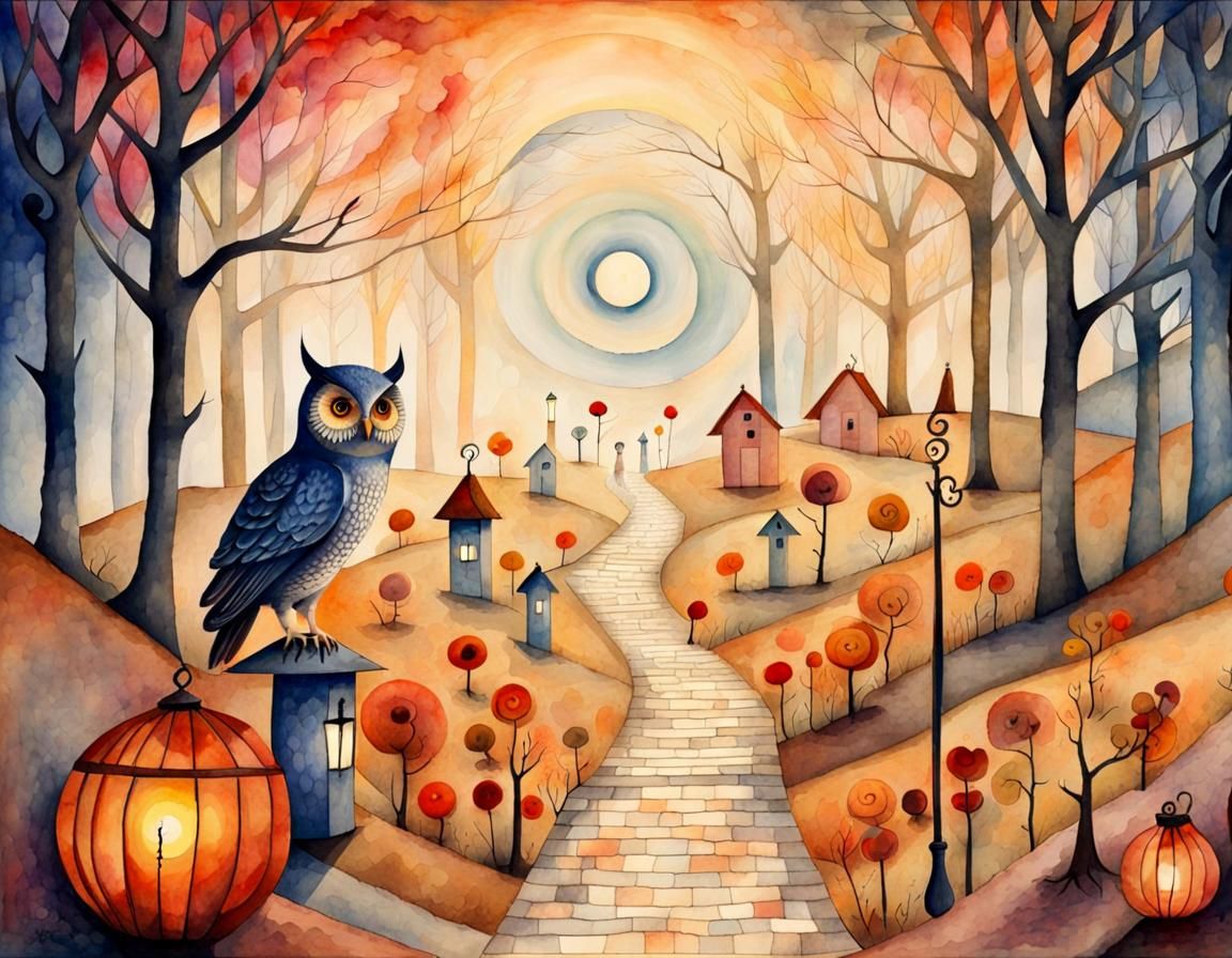Endless Autumn: Fantasy Watercolor Landscape
