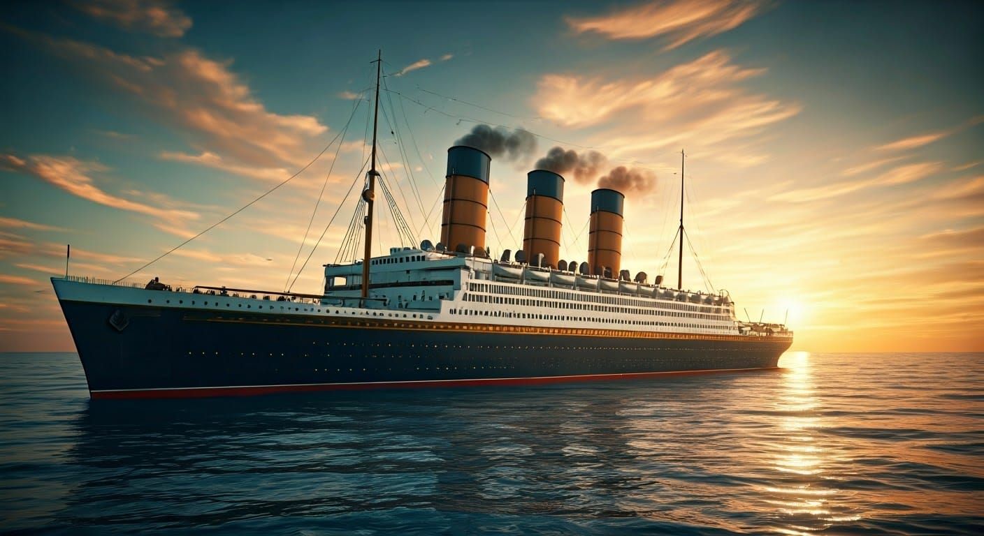 Opulent Ocean Liner at Dusk in Fantasy Style