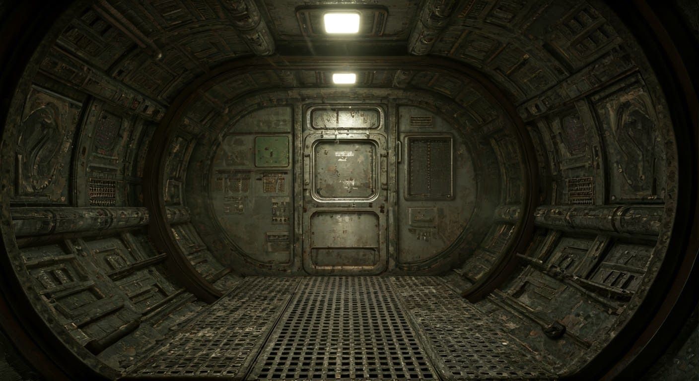 Dystopian Capsule Interior in 2030: Photorealistic Detail