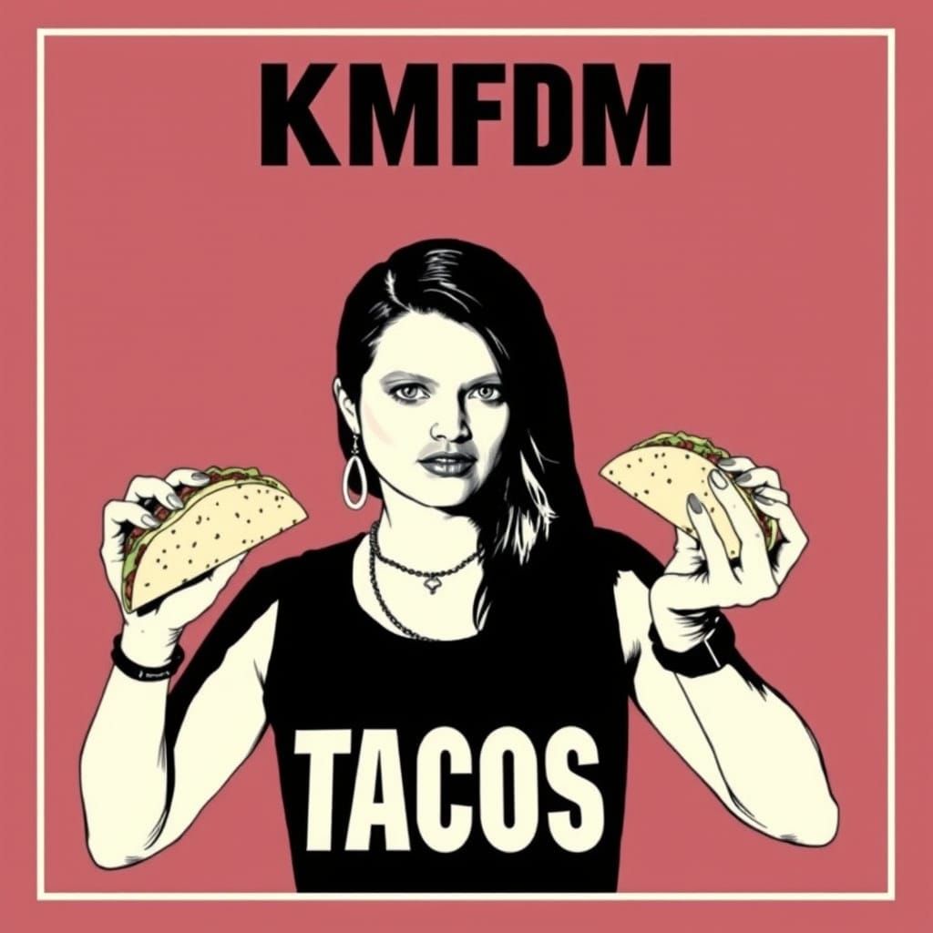 Industrial Music Icon Lady Celebrates Tacos in Bold Art