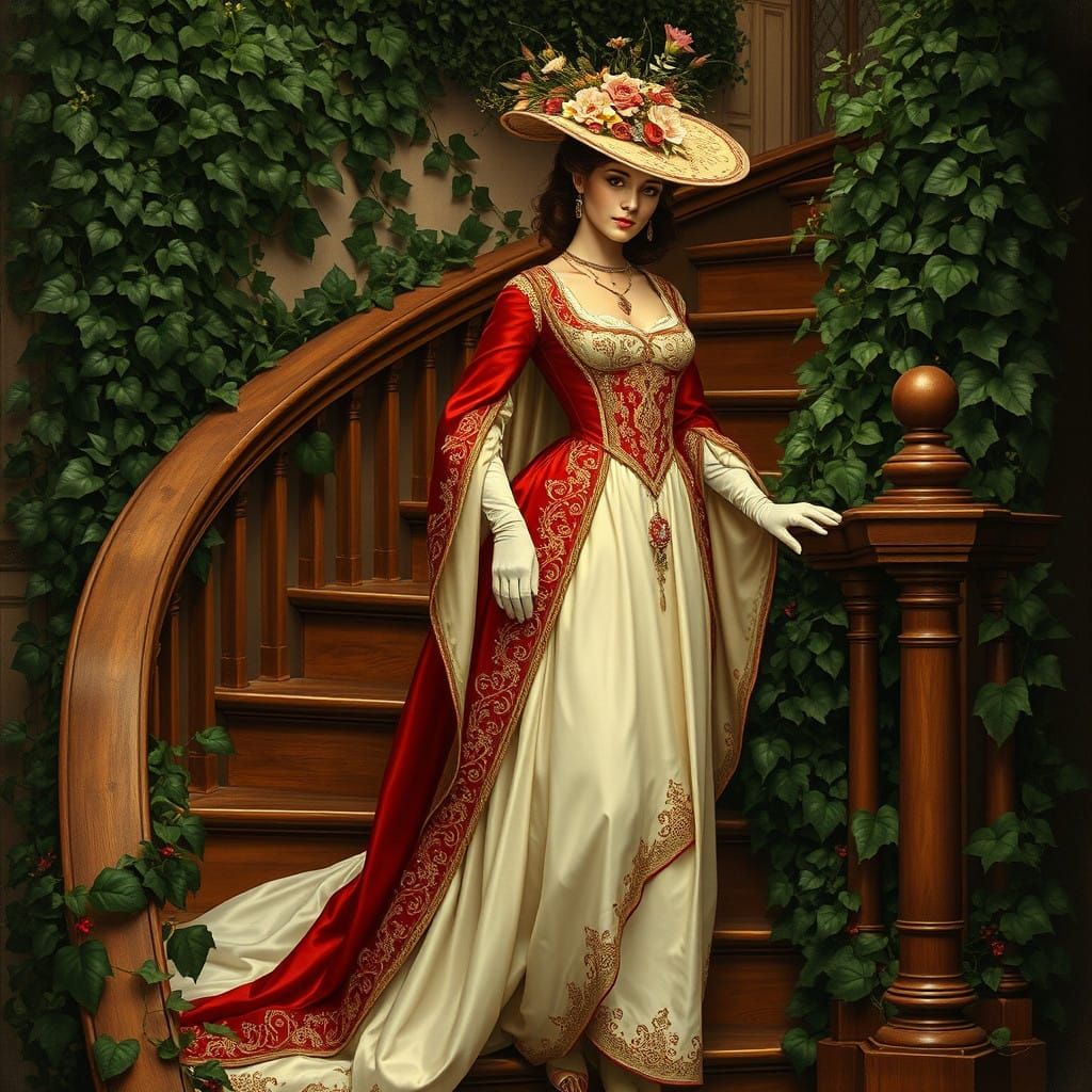 Regal Woman in Art Nouveau Attire