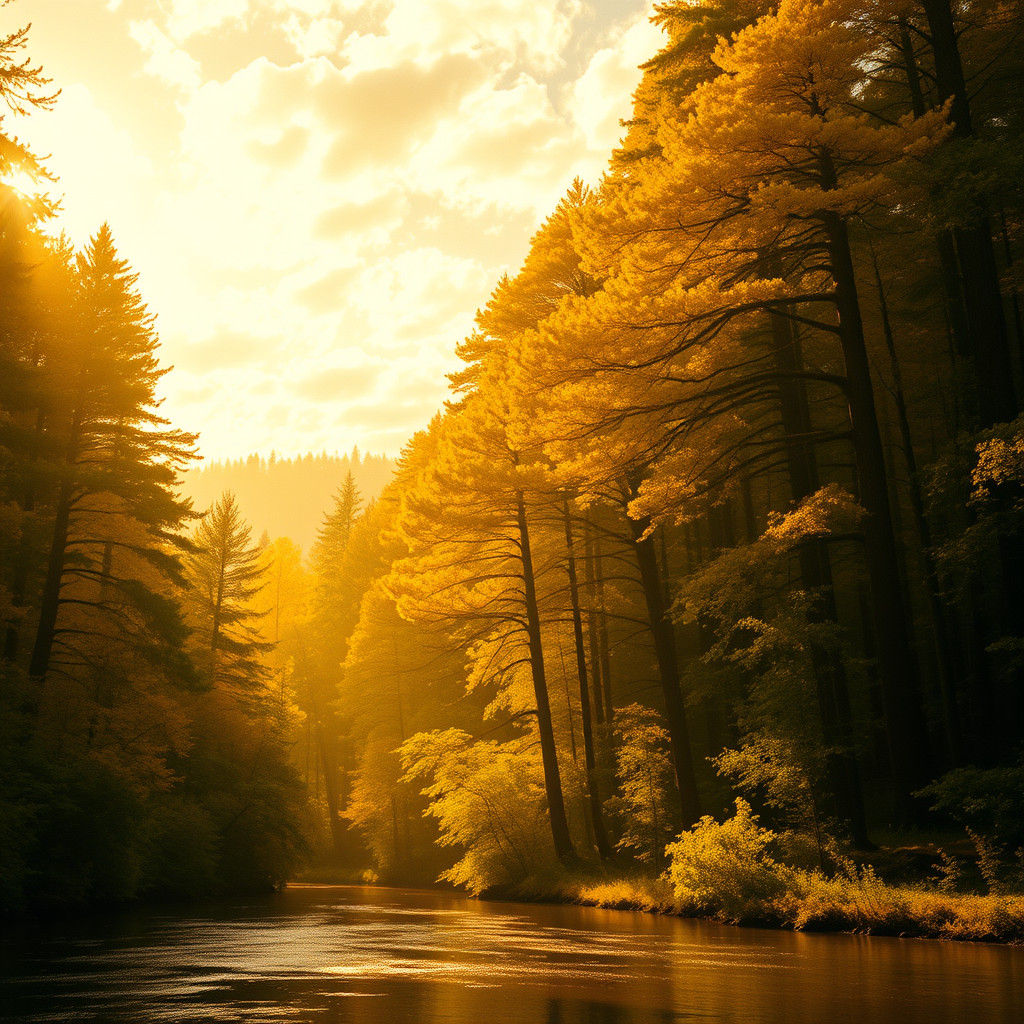 Majestic Yellow Forest in Cinematic Style