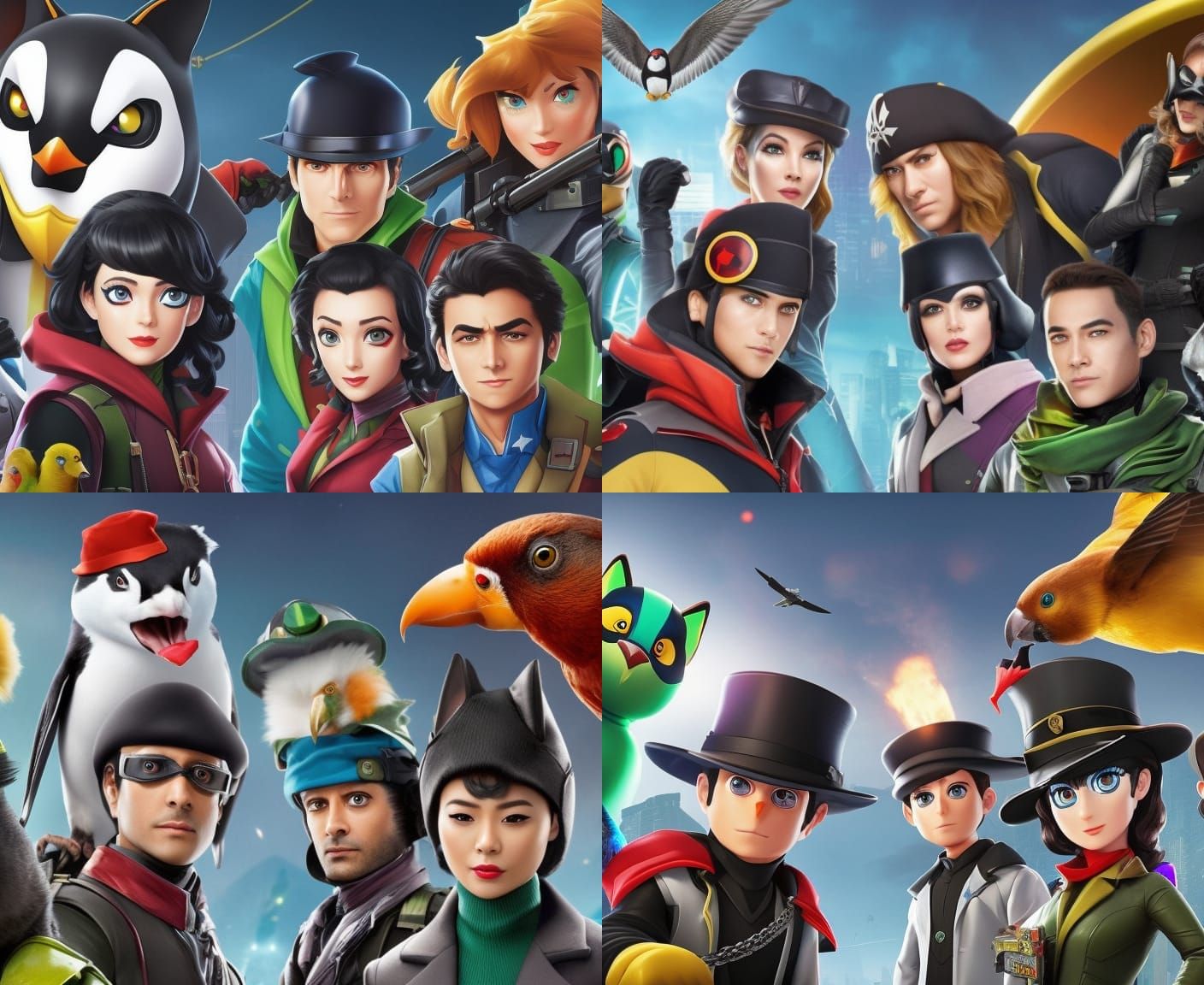 Animal Cybernetic Heroes Escape Lair in Comic Style