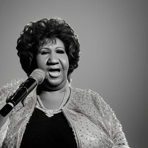 Young Aretha Franklin Singing: Photorealistic Glamour Shot