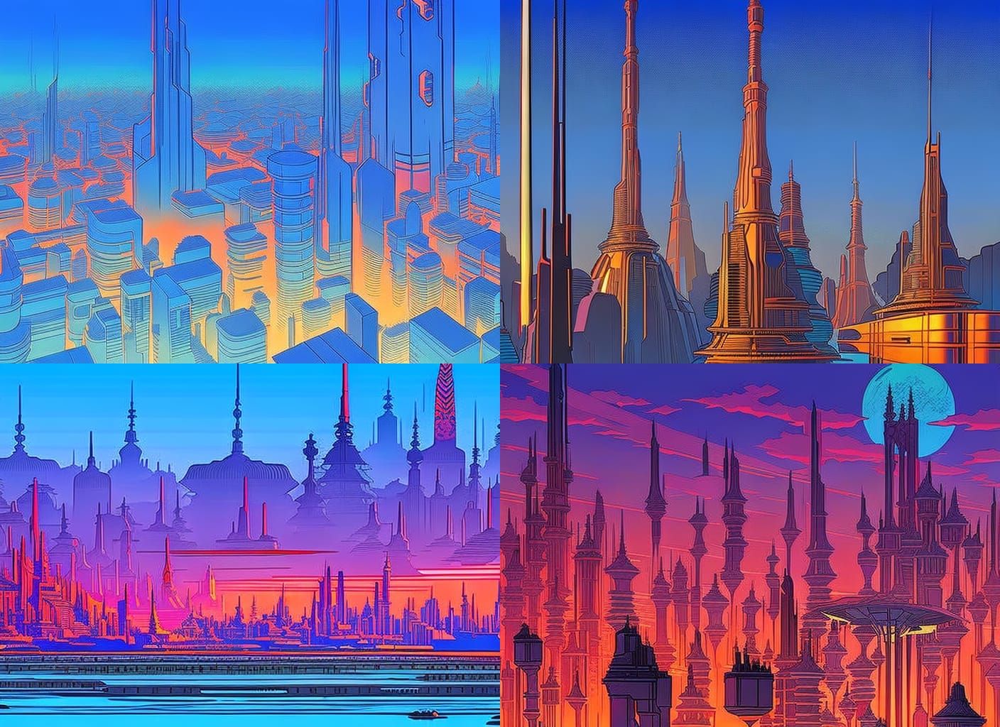 Cyberpunk Sunset Cityscape in Anime Style