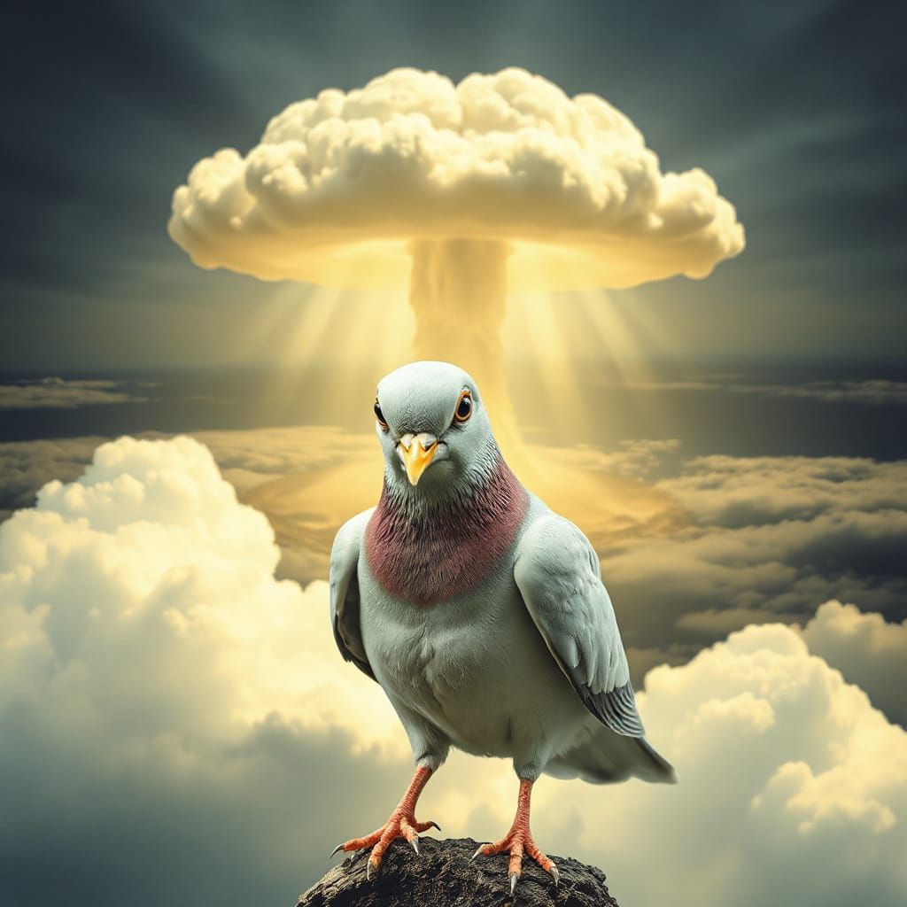 Distressed Dove Under Nuclear Cloud
