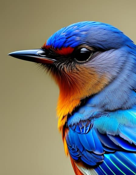 Detailed Portrait of a Blue Bird in Autumn