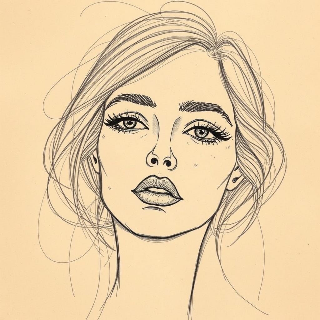Elegant Woman in Expressive Pencil Sketch