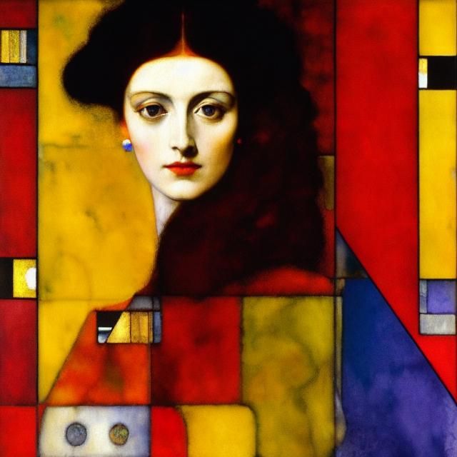 Psychedelic Lady Macbeth Portrait in Bauhaus Style