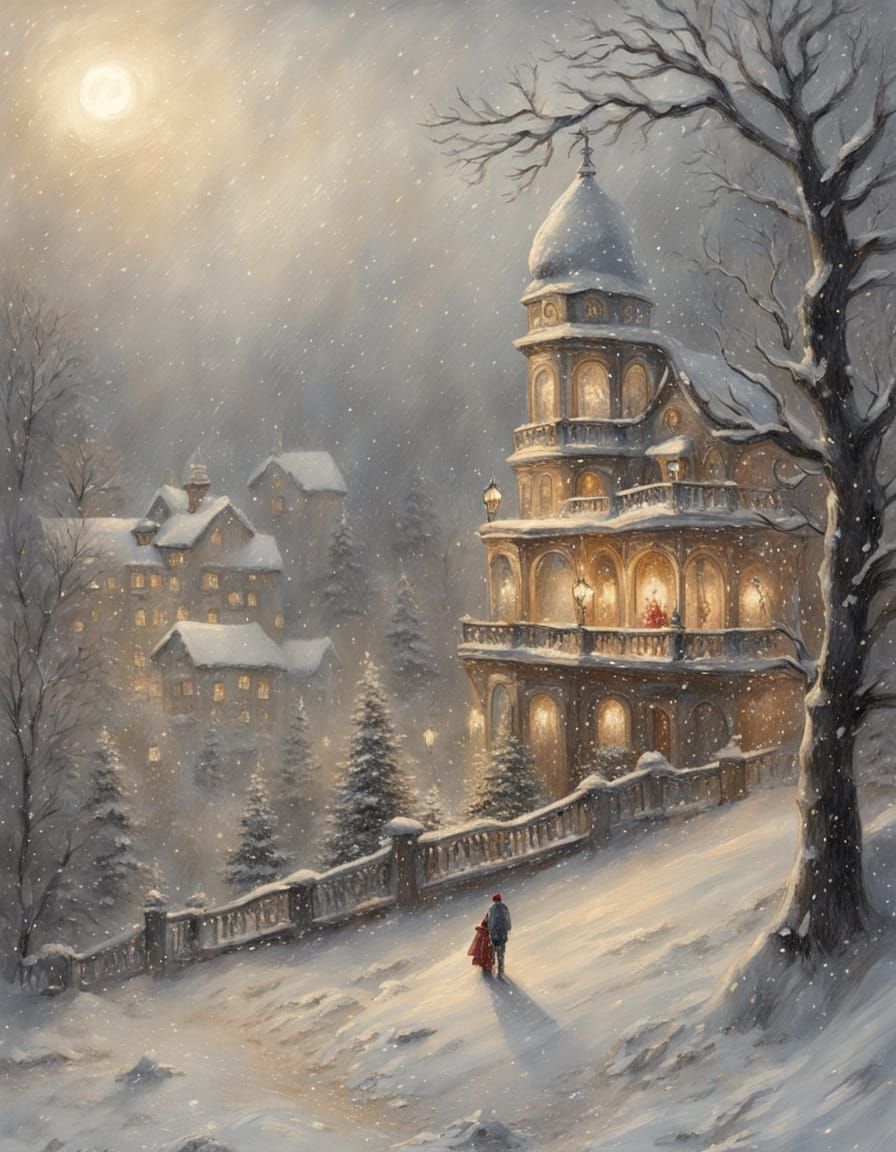 Santa's Workshop in a Blizzard, Top-Down View