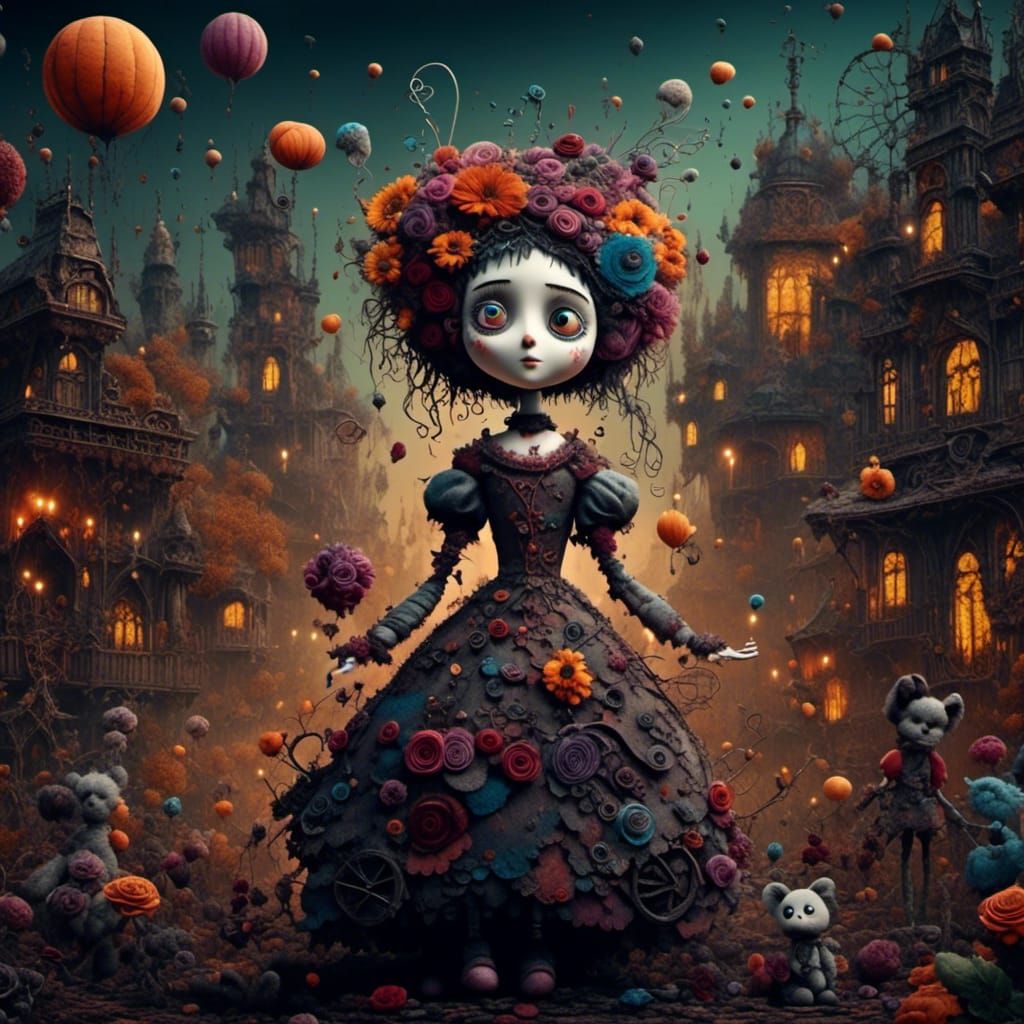 Creepy Doll: 5-Year-Old Girl in Detailed Matte Painting