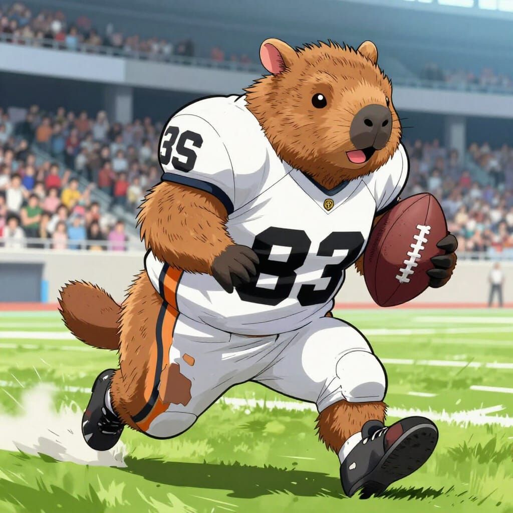 Wombat Plays Football in Dynamic Anime Style