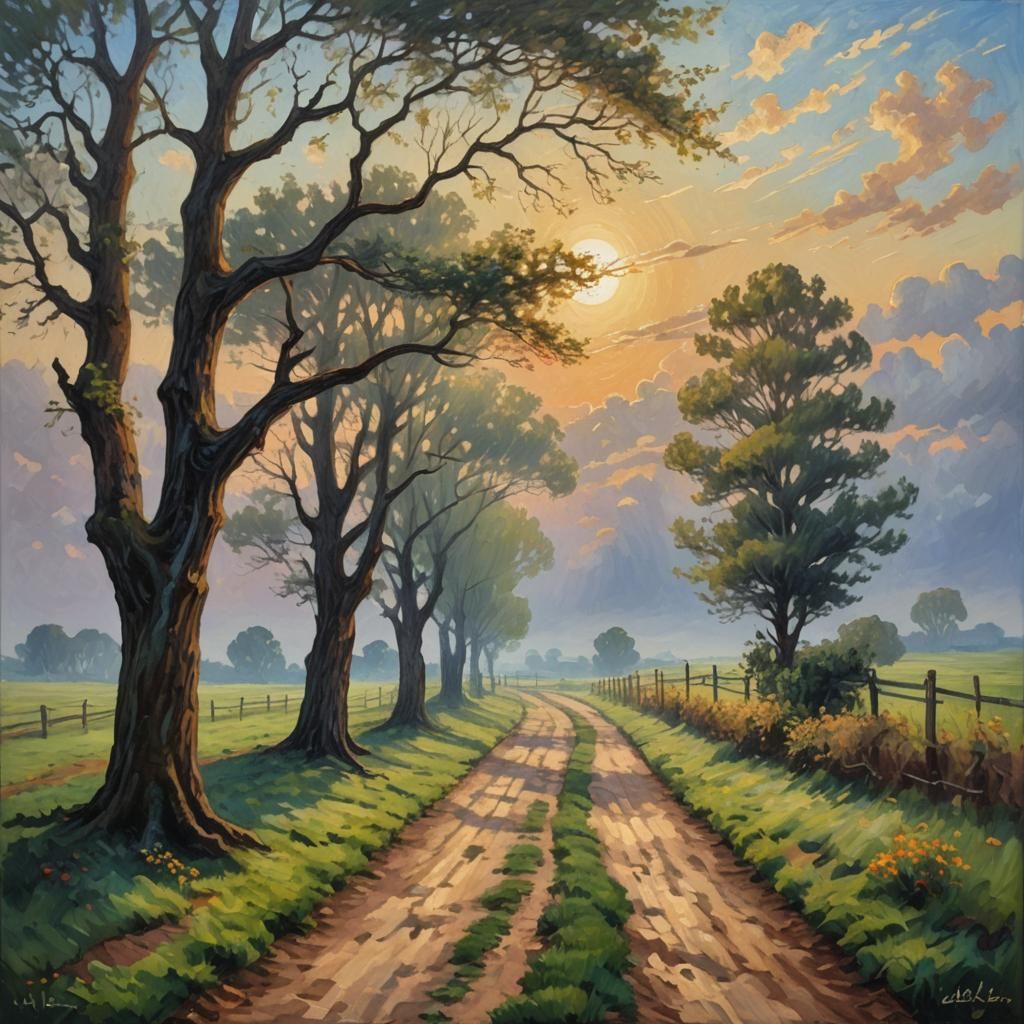 Neo-Impressionist Path of Hope Oil Painting