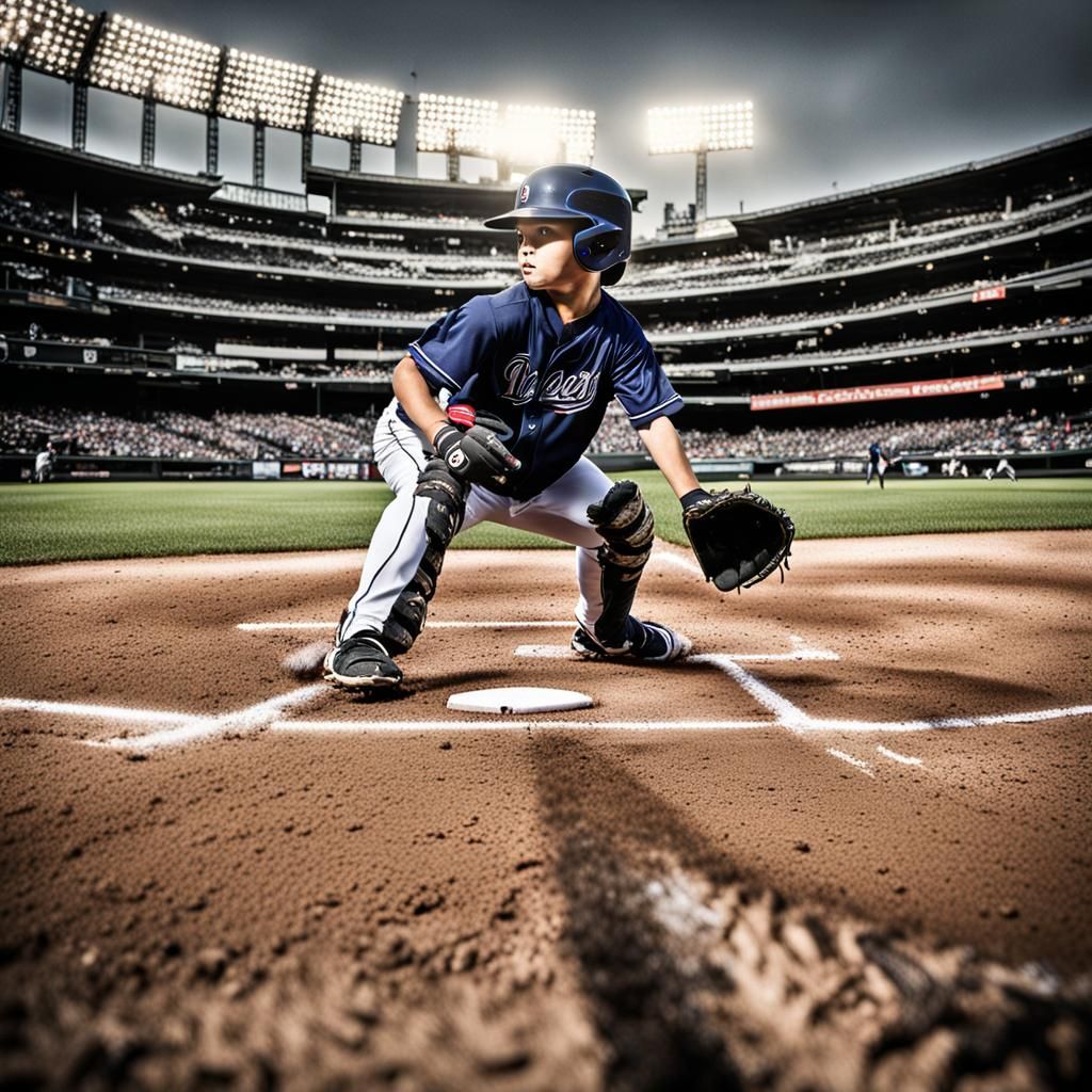 Baseball Game Thrill in Detailed Matte Painting