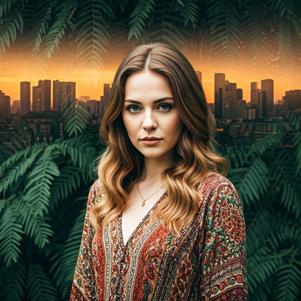 Double exposure woman