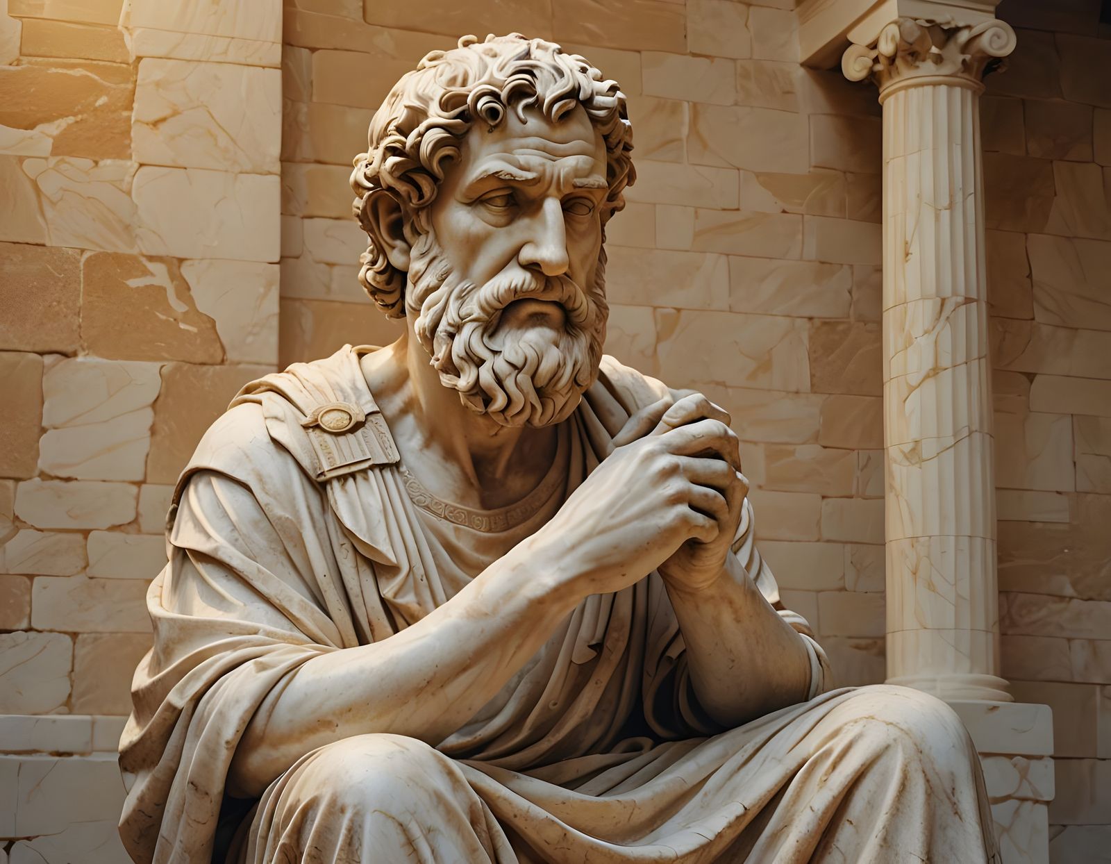 Stoic Philosopher Statue Radiating Enlightenment