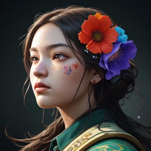 Hyperrealistic Flowers in Bloom: Splash Art Concept