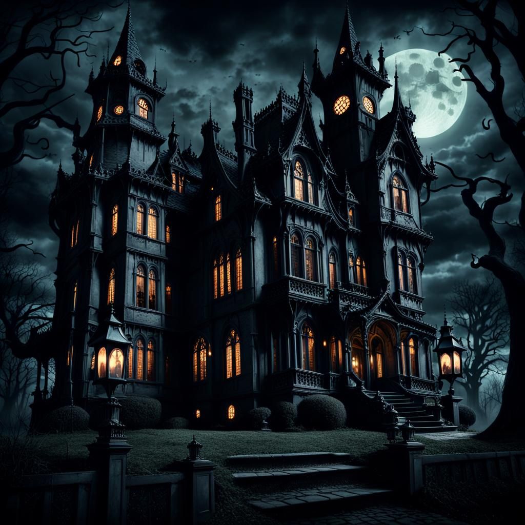 Eerie Haunted House in Gothic Horror Style