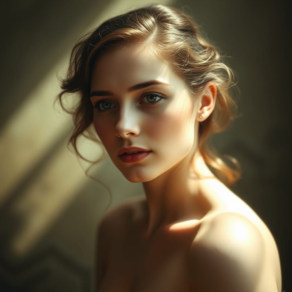 Ethereal Woman in Pre-Raphaelite Style