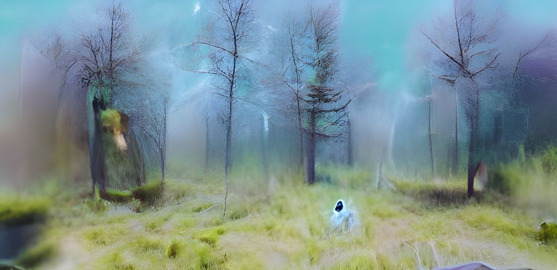 Ethereal Ghost Drifting Through Forest
