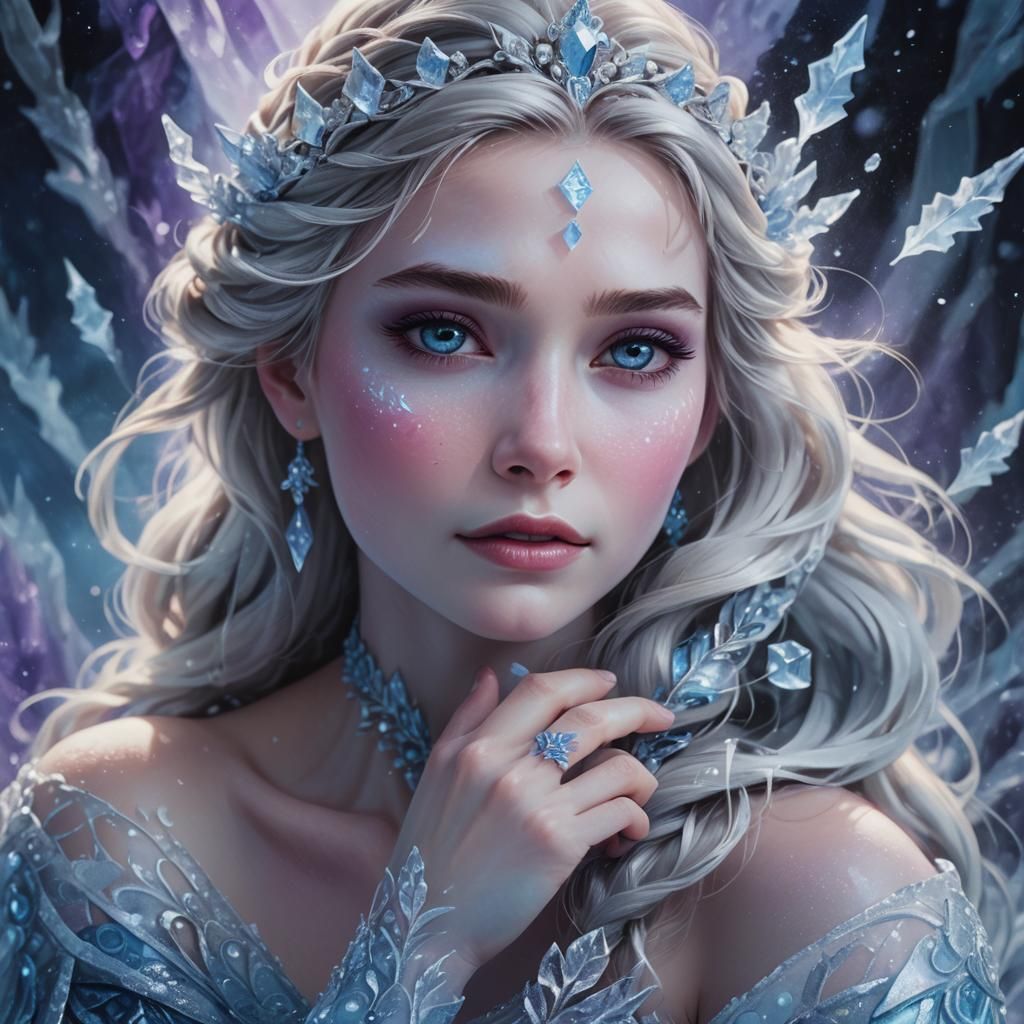 Elsa Portrait in Vibrant Oil Painting Style