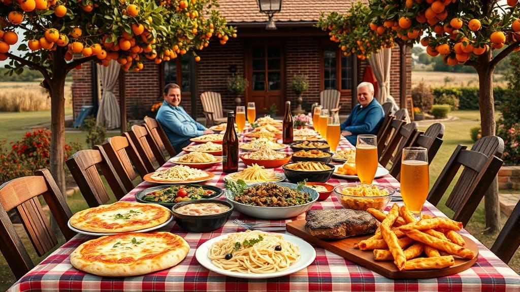 Victorian Outdoor Feast with Vibrant Colors