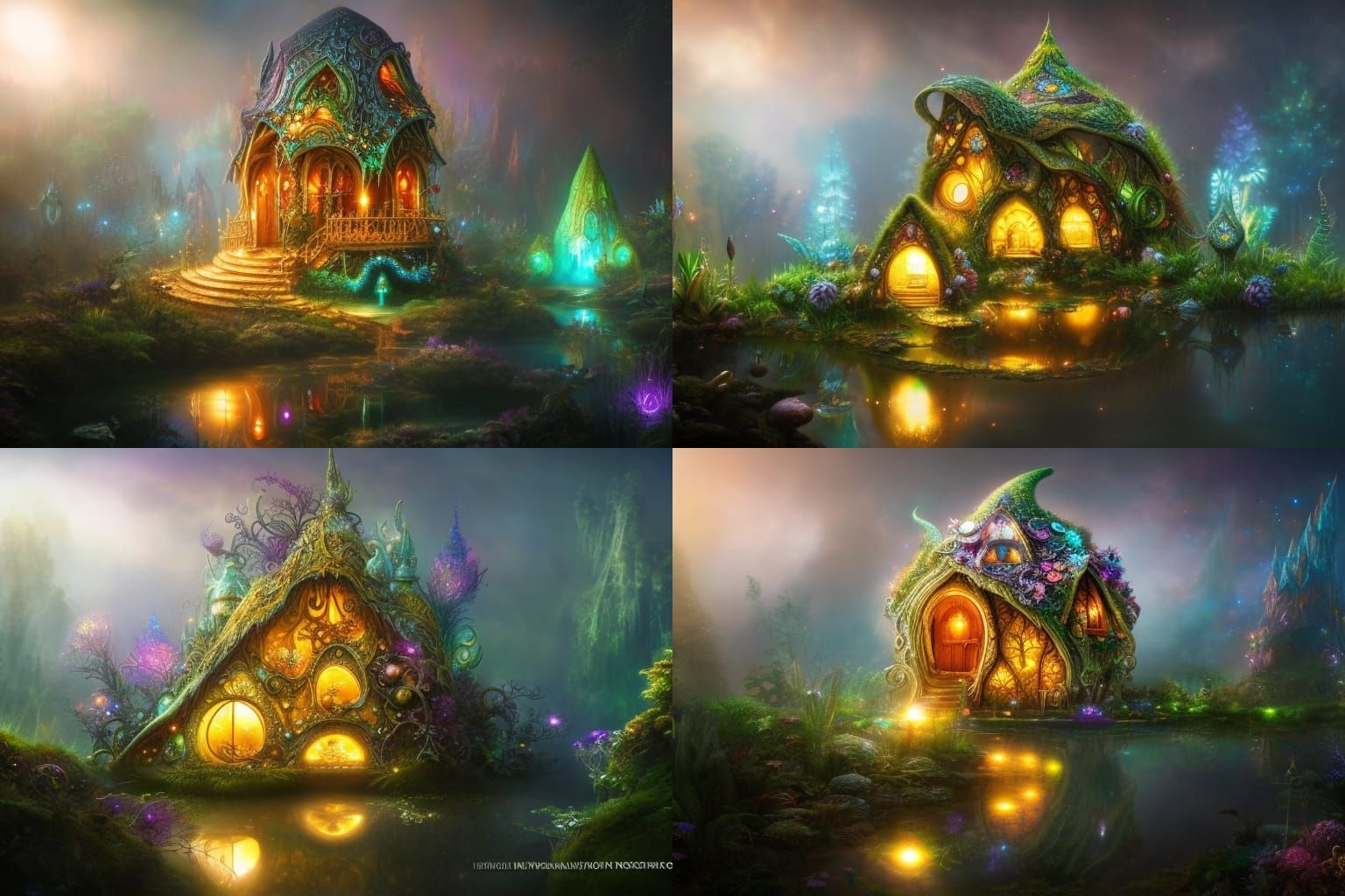 Enchanted Fairy Mushroom House in Detailed Matte Painting