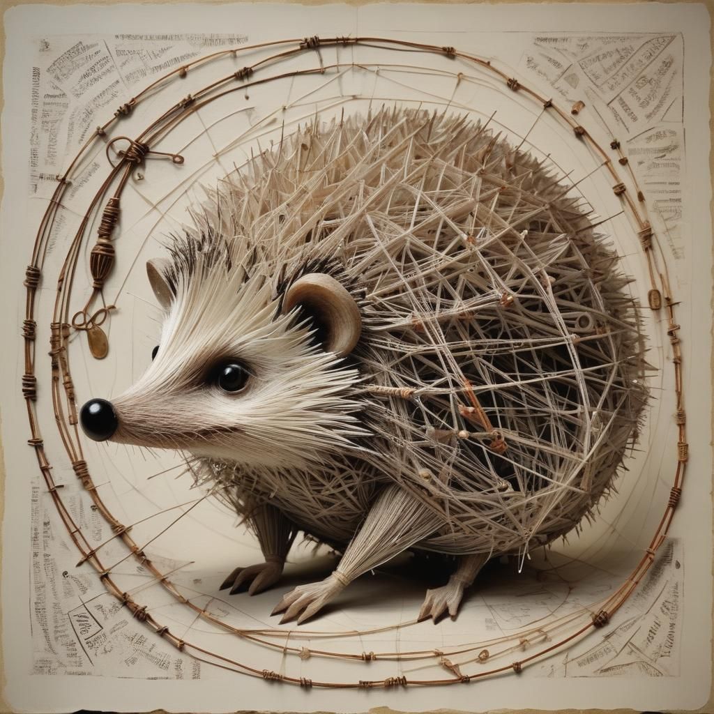 String Hedgehog Stares at Runes, Constructivist Style