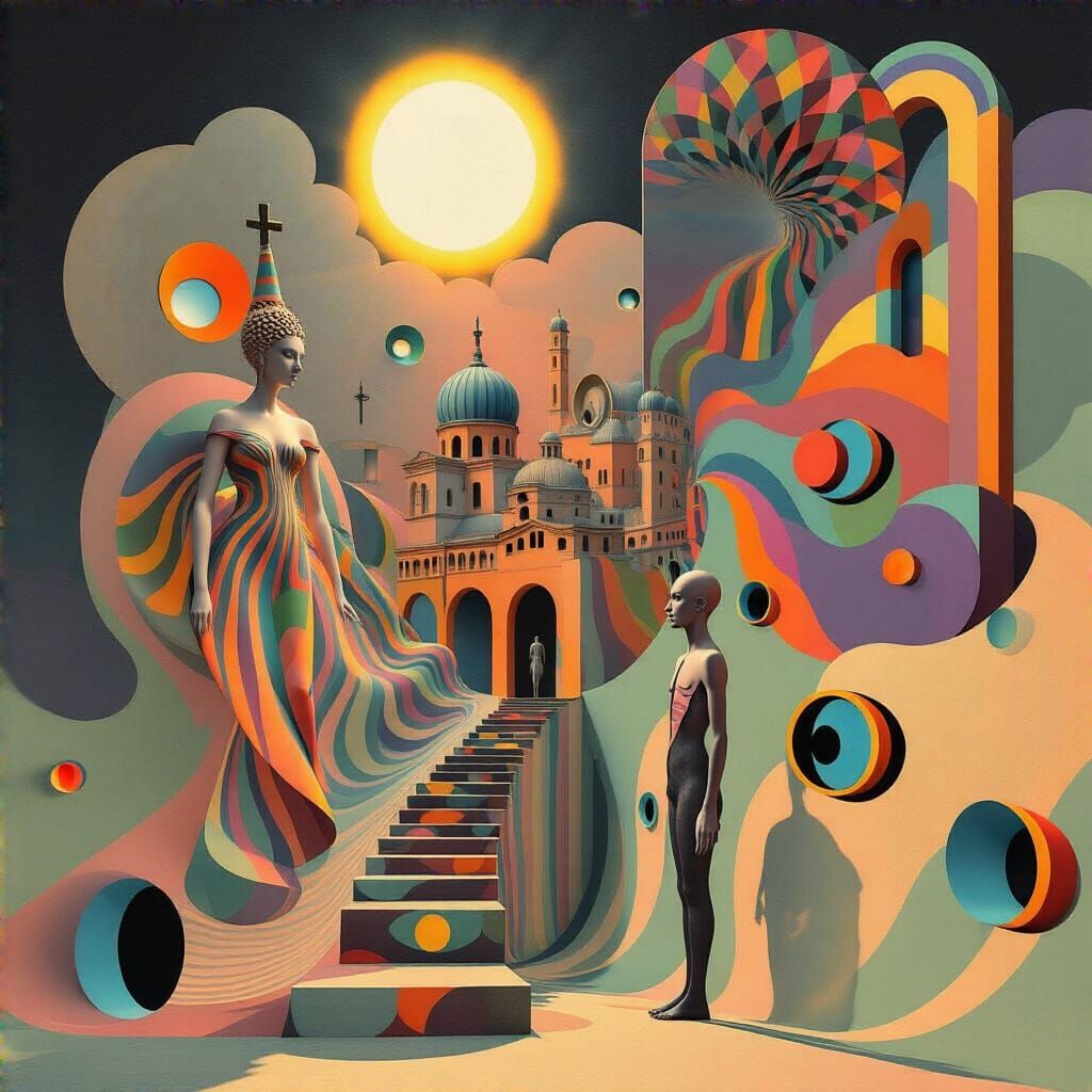 glowing  polychrome whirlingtons 3D  math art  couture  spec...