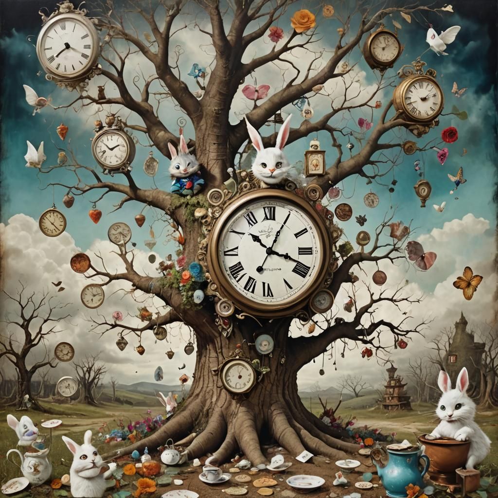 Alice in Wonderland: Despair in Mixed Media Collage