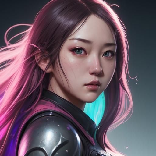 Hyperrealistic Waifu Splash Art Portrait