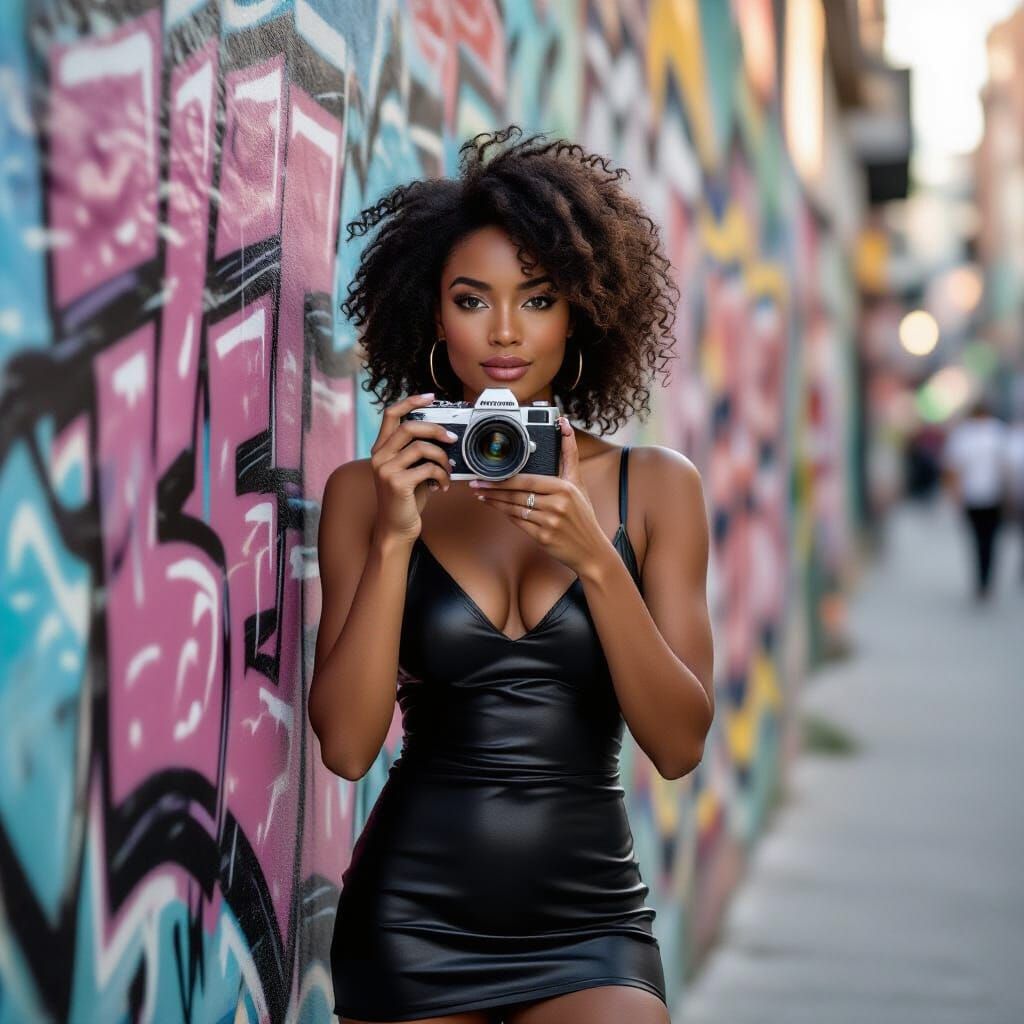 Street Photography of Woman with Graffiti Wall