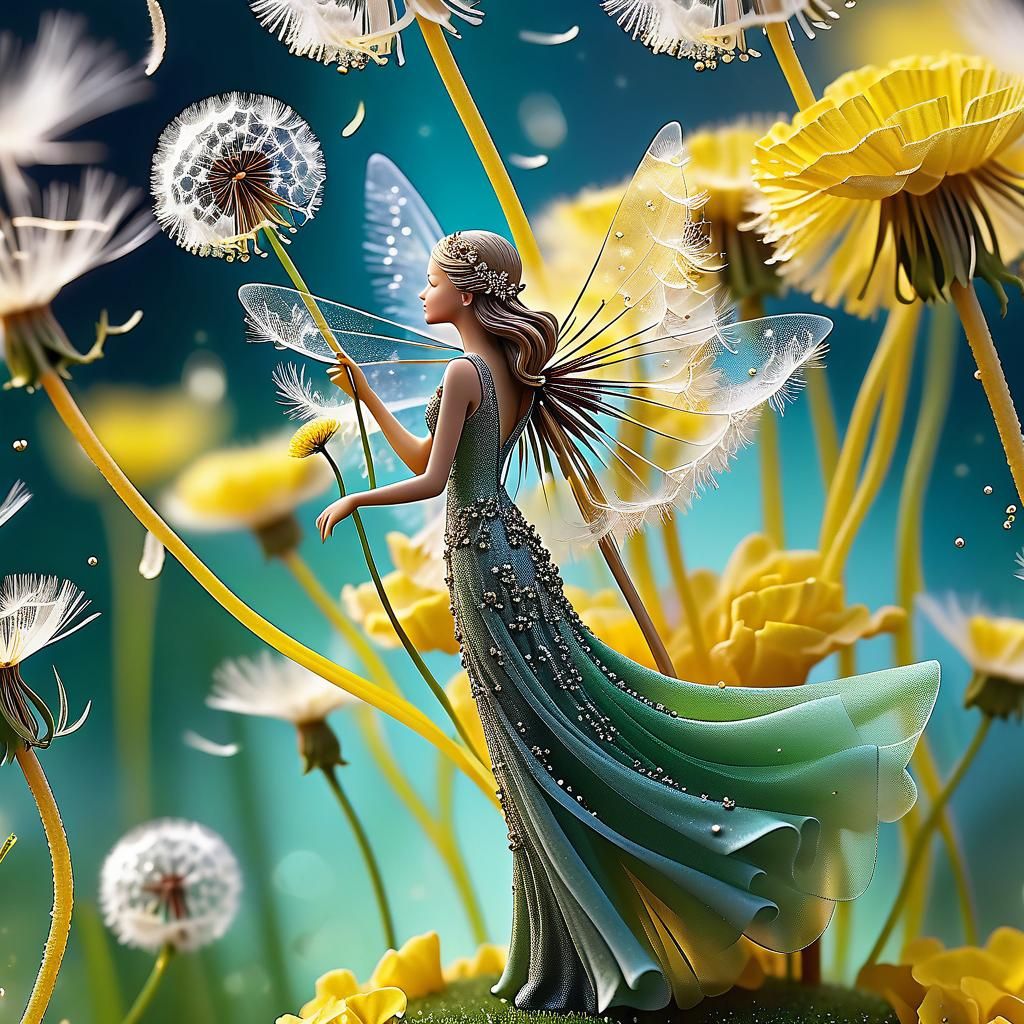 Dandelion Fairy in Macro Photorealistic Detail