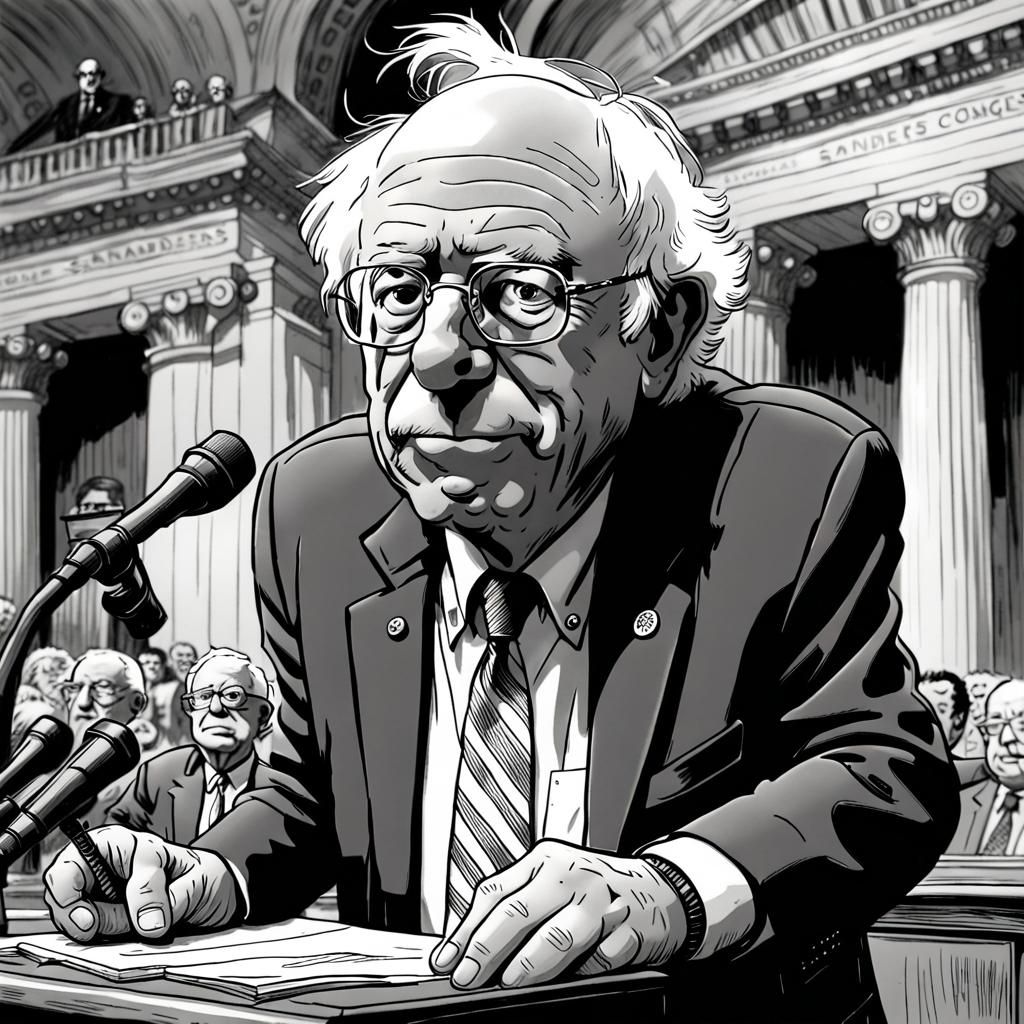Bernie Sanders Cartoon in Sergio Aragones Style