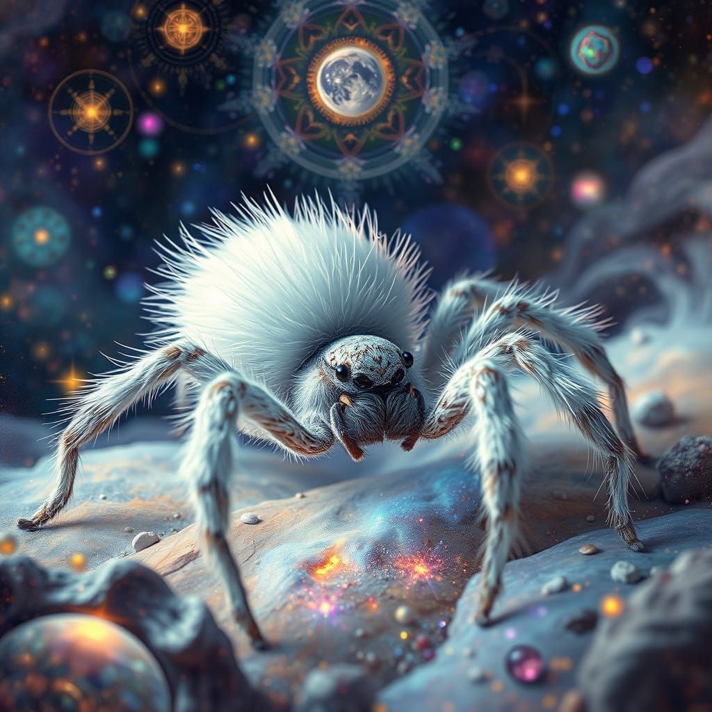 Celestial Spider in Vibrant, Visionary Style