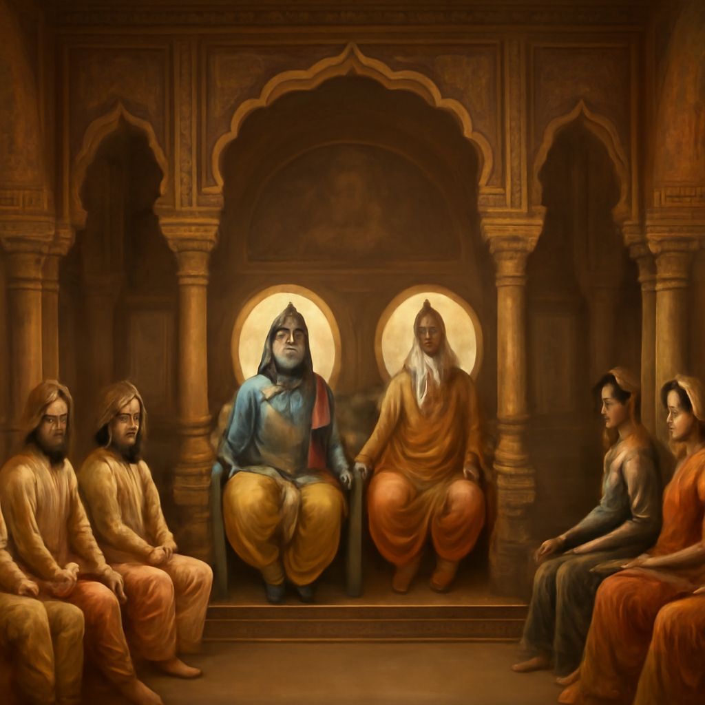 Indian Royal Palace Interior with Divine Figures