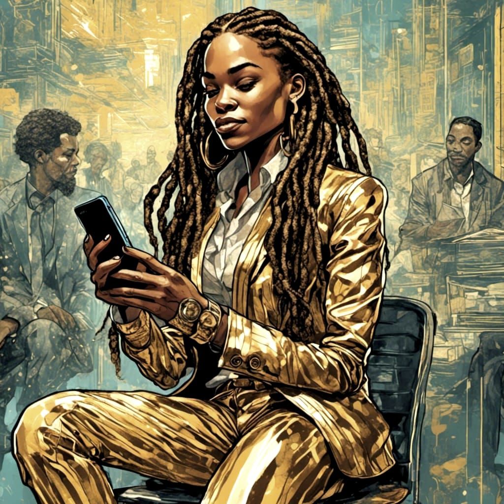 Stylish Woman with Braids in Comic Book Art Style