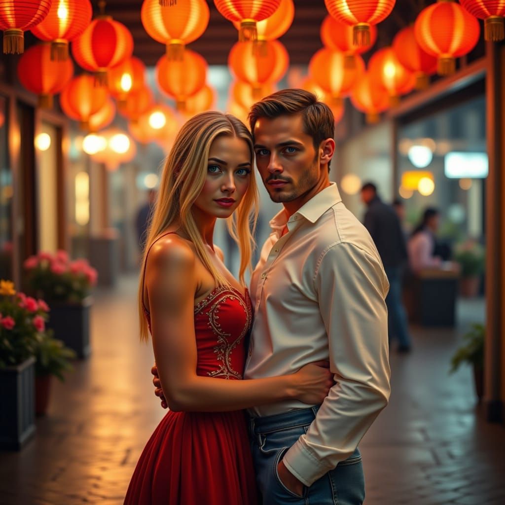 Paris Night Market Romance in Art Nouveau Style