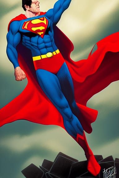 Sinister Blonde Superman with American Flag Cape
