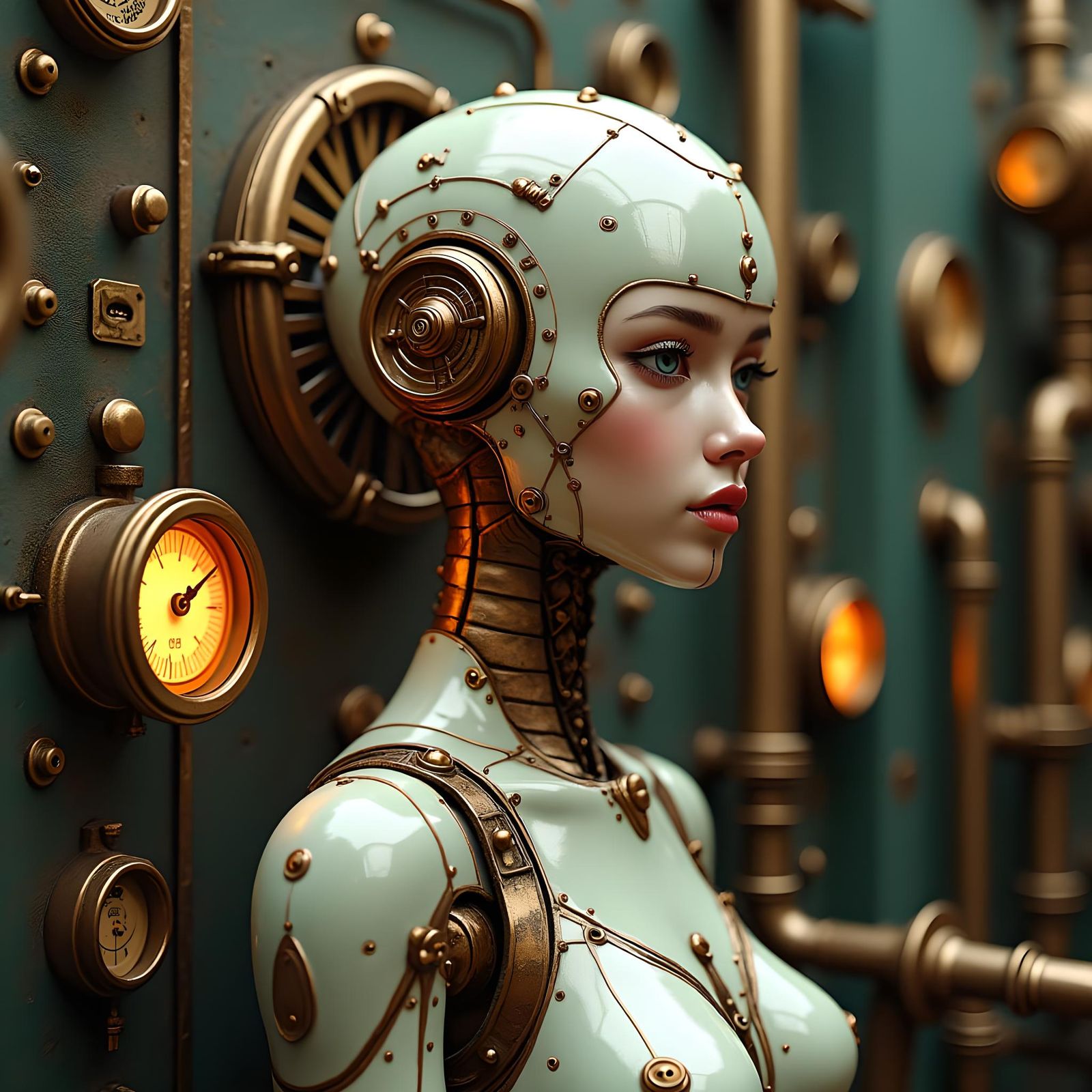 Photorealistic Steampunk Android Engine