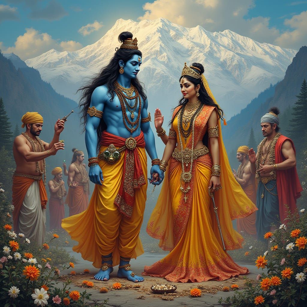 Lord Shiva and Parvati's Divine Himalayan Wedding
