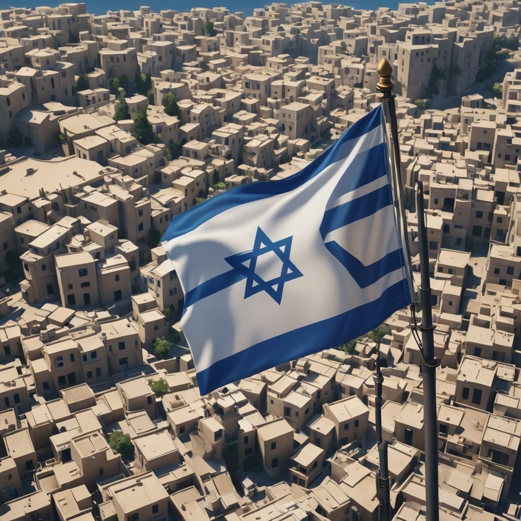 Israeli Flag in 3D Anime Style